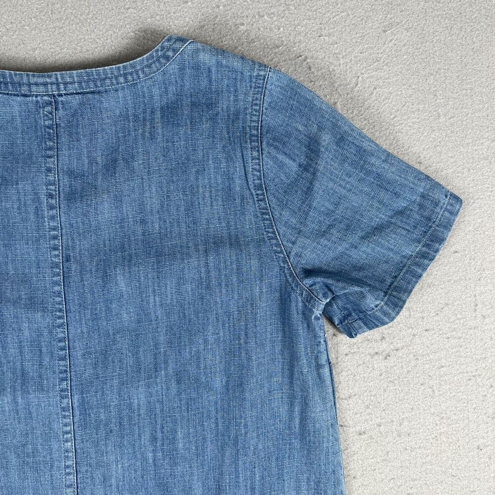 Fat Face Dress 4 Blue Denise Denim Peplum Chambray Short Sleeve Round Neck - Picture 10 of 12